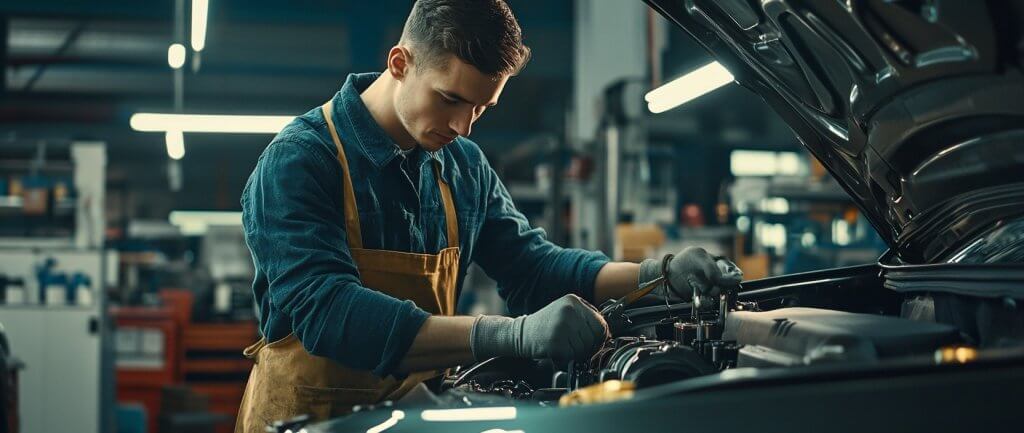 Michanic Checking Car for Repairs